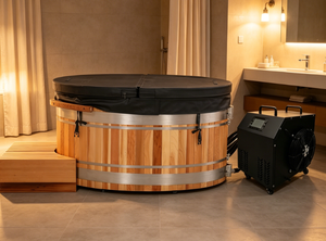 OEM/ODM Factory Direct 1HP Wifi Chiller <b>Red</b> Cedar Ice Bath Indoor Outdoor Cold Plunge with Cover - Product Image 2