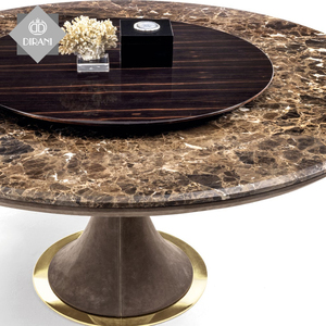 Luxury Italian Hotel Nhà Hàng Bàn Ăn Tròn Bàn Ăn Và Ghế Đặt Bàn Ăn Marble Top Bàn Ăn Với Lazy Susan - Product Image 6