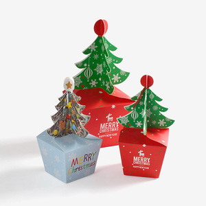 Christmas Gift Packaging Box White <strong>Cardboard</strong> HB0087 <strong>Model</strong> Small &amp; Large Christmas Tree for Ping an Fruit Candy Cake Boxes - Product Image 2