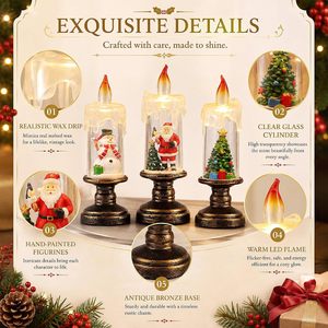Lumières de Noël étanches à piles, décorations d'arbre LED, lampe à vent, lanterne à eau, lanterne à bougie pour les fêtes - Product Image 4