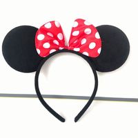 Serre-tête élastique pour filles, motif nœud à pois de dessin animé, oreilles de souris, en plastique, pour fête d'enfants, avec paillettes, style Minnie