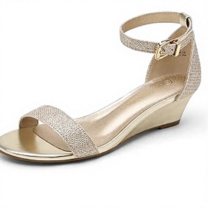 Sandales compensées à paillettes à bout ouvert avec bride de cheville et plateforme, à enfiler, pour femme, idéales pour la plage - Product Image 4