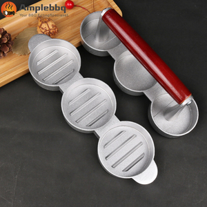 Prensa para Hamburguesas 3 en 1 Antiadherente, Molde de Aluminio de Grado Alimenticio para Barbacoa, Molde Manual para Hacer Hamburguesas con 3 Ranuras, Ecológico - Product Image 3
