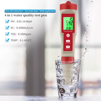 Moniteur de qualité de l'eau numérique Testeur 4 en 1 EC TDS PH TEMP Mètre avec rétroéclairage pour piscines Eau potable