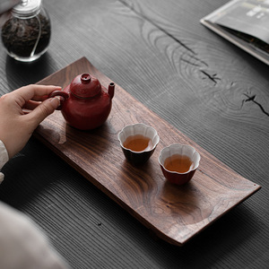Plateau à thé en bois de noyer noir, style japonais, pour service de thé Kung Fu, table de préparation à sec, origine Dehua - Product Image 2