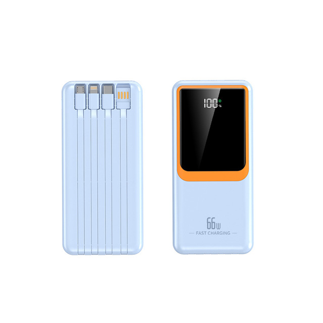 Super Large Capacity 66W Fast Charging Plastic Four-wire Power Bank 10000/20000 MAh Mobile Power Supply Wholesale