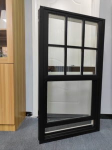 Fenêtre à guillotine simple en aluminium, certifiée CE, à rupture de pont thermique, anti-chute, double vitrage, coulissante verticalement, pour bâtiment commercial - Product Image 1