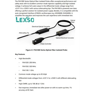 หัววัดแบบแยกสัญญาณด้วยแสงริโกล รุ่น Pia1020/1050/1100 ความกว้าง 2 ม. สำหรับออสซิลโลสโคปไฟเบอร์ Lexso ความยาว 200 ม./300 ม./1 กิกะเฮิรตซ์ - Product Image 2
