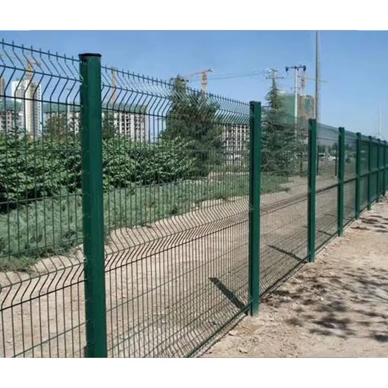 High Quality School Decorative PVC Coated Welded Wire Mesh 3D Curved Garden Fence With Peach Post