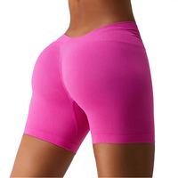 Leggings de yoga et shorts de sport pour femmes en polyamide élasthanne de haute qualité, grande taille, 260g, couleur unie, froncé aux fesses, taille élastique