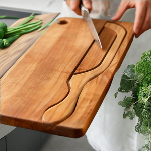 Grande planche à découper en bois durable, surface de préparation alimentaire sûre, écologique, design style bloc de boucher - Product Image 2