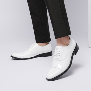 Chaussures Oxford en cuir verni blanc pour homme, à bout pointu, à lacets, pour mariage, toutes saisons, livraison directe - Product Image 3