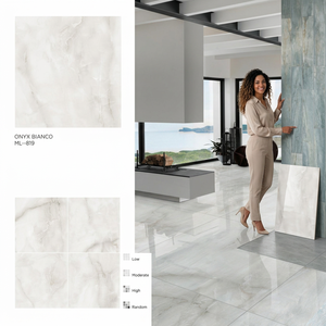 Crema Marble Look Polished Glazed Porcelain Floor Tiles Premium Design 80x80cm Luxury Finish - Product Image 3