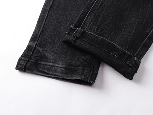 Jeans Y2K Grunge con Abertura en la Rodilla para Hombre, <span class=keywords><strong>Negros</strong></span>, Desgastados, Ajustados, con Agujeros, Pantalones Casuales de Mezclilla Delgada - Product Image 6