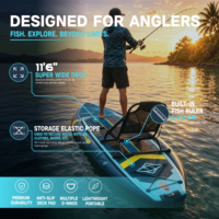 NOUVEAU Kayak de pêche gonflable à pédales 11'6'' pour 2 personnes, bateau de pêche sportive en plastique Drop Stitch, planche à pagaie SUP