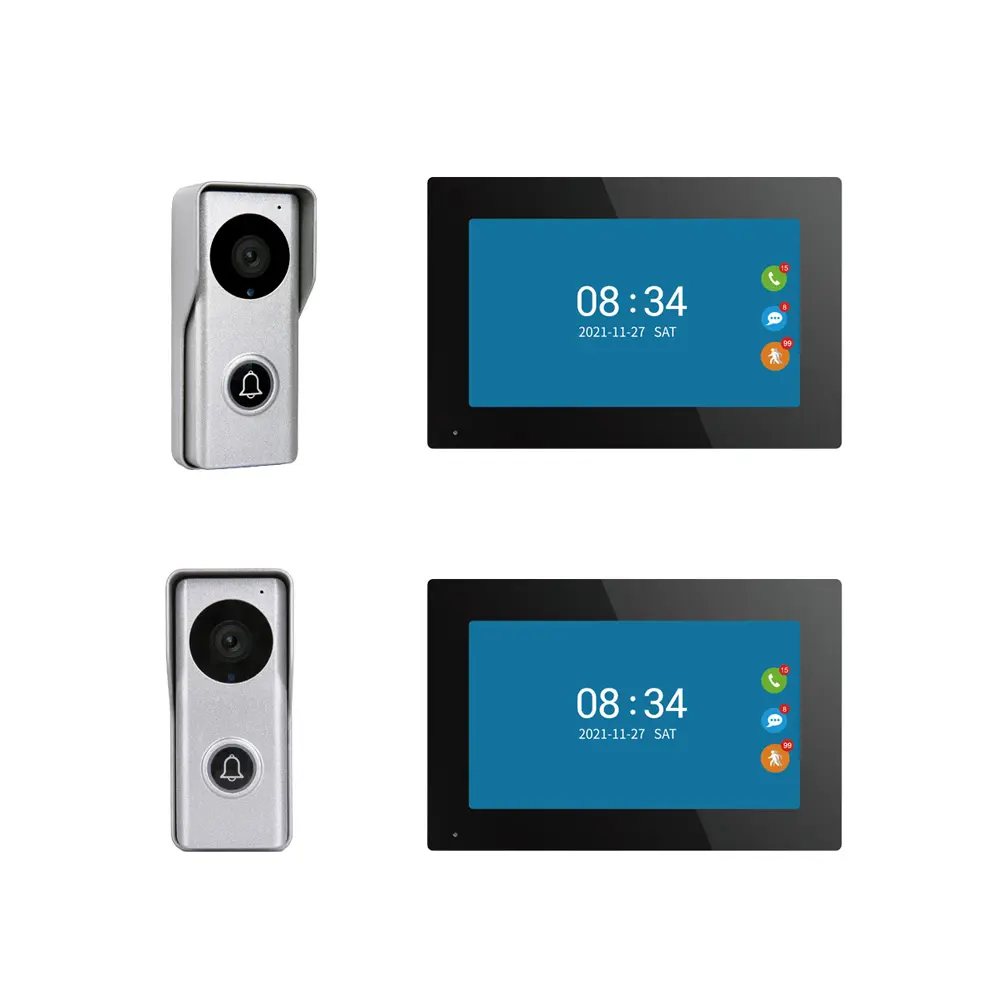 2 Indoor Monitor 2 Outdoor Camera Video Doorbell tuya smart Color Video Door Phone Outdoor Camera with 7 Inch touch Screen