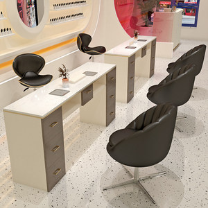 Ensemble de bureau et chaise de manucure de luxe — Table en marbre avec dépoussiéreur intégré - Product Image 3