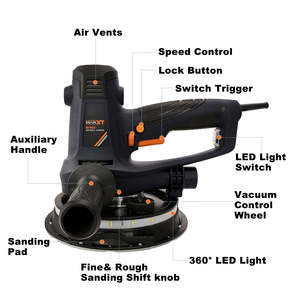 MAXXT 2880W Ponceuse à cloisons sèches électrique avec lumière LED, aspiration sans poussière, vitesse variable, ponçage mural, usage industriel, 110V/220V - Product Image 2