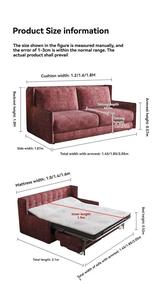 Wholesale Luxury Tufted Chenille Fabric <b>Sleeper</b> Sofa Modern Sofa <b>Bed</b> with Sturdy Metal Frame - Product Image 3