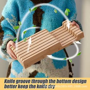 Portacuchillos de Madera, Organizador de Cuchillos de Bambú para Cocina, Soporte para Cubertería de 7 Piezas, Duradero - Product Image 3