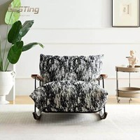 Fauteuil en tissu velours pour maison moderne de luxe italien Fauteuil à bascule rétro Pelton pour les loisirs Fauteuil