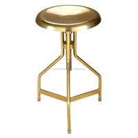 Amson Messing Metall-Barhocker mit Kunststoff-Perlenbasis Goldene Oberfläche Klassisches Design Verstellbar Rechteckig Hochwertig Modern