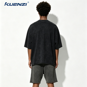 Camiseta Oversize para Hombre Kuenzi Plus Size, 260GSM, Lavado Ácido, Estilo Vintage, Streetwear, 100% Algodón, Lavado Mineral, Hombros Caídos - Product Image 6