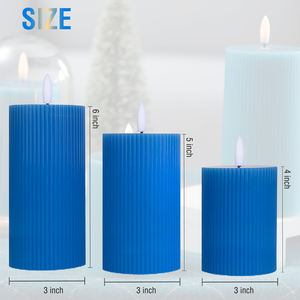 Venta al por mayor 3D mecha con pilas control remoto rayas verticales nuevas velas Led sin llama vela Led azul - Product Image 4