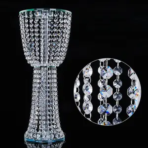 Crystal glass candlestick sample room, decoration, wedding candlestick, glass candle stick with beads