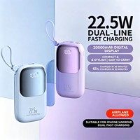 OEM ODM Batterie externe 20000mAh avec câbles intégrés, charge super rapide 22.5W, affichage numérique LED, batterie externe mobile grande capacité