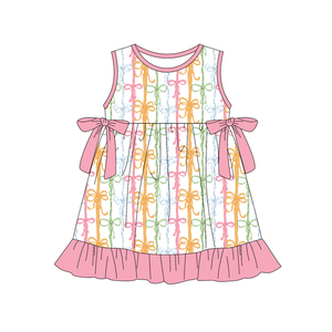 Conjuntos de pantalones cortos de algodón y elastano de colores con lazos estilo coquette para primavera y otoño, y vestidos de burbuja para bebé, para hermanas. - Product Image 4