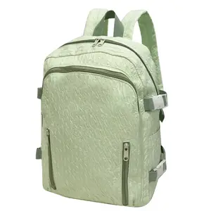 Tas punggung multifungsi wanita, tas buku hijau muda dapat diatur multifungsi, tas ransel Sekolah