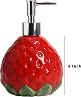 Distributeur de savon en céramique écologique, motif fraise rétro mignon, ensemble d'accessoires de salle de bain, cadeau pour la maison et l'hôtel, flacon de lotion, savon liquide