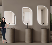 Miroir mural LED moderne personnalisé pour salle de bain avec éclairage, anti-buée, lumière à intensité variable, interrupteur tactile pour la décoration de la salle de maquillage et de la chambre