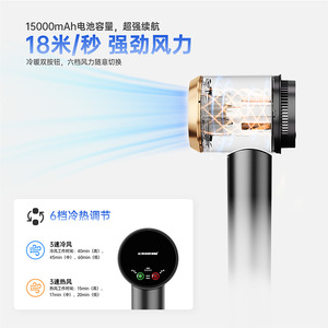 Wireless Hair Dryer 100000rpm 300W Negative Ion Type-C Fast Charge Portable Travel Use - Product Image 3