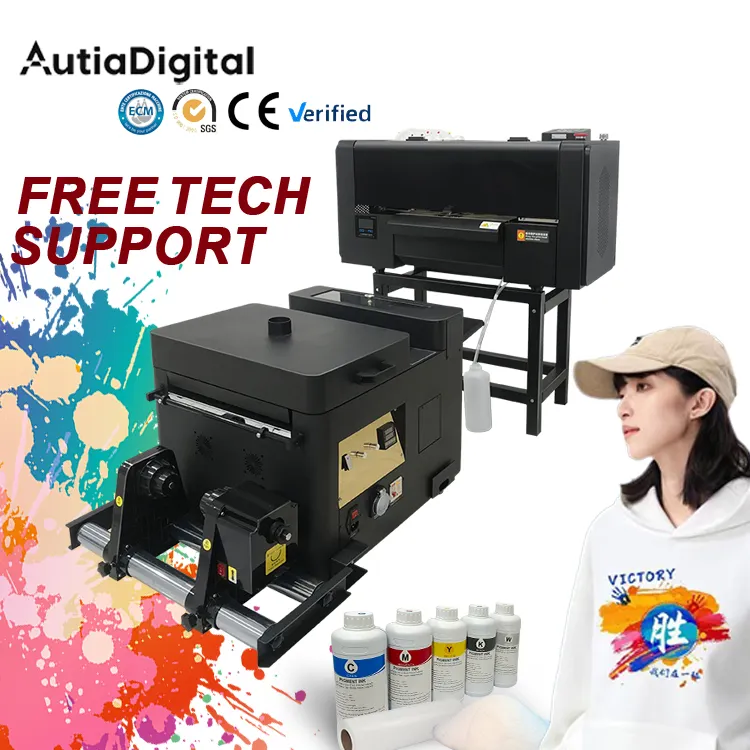 Nuevo modelo de impresora A3 DTF con 2 uds XP600/I1600 cabezal de impresión tinta de pigmento automático