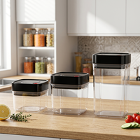 Conteneur sous vide carré transparent sans BPA, hermétique et alimentaire, pour le bureau et la cuisine, idéal pour le café et les aliments pour animaux.