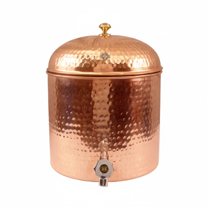 IndianArtVilla Pur Cuivre Martelé Conception Pot D'eau Distributeur Joint Anti-Fuite pour Stockage et Boissons, 7000 ML - Product Image 1
