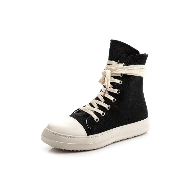 2022 New Spring Black Short Leather Boots Running Walking Casual Shoes Low Cut Canvas Trendy Shoes