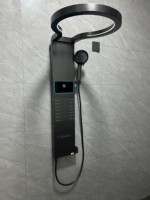 Deao Pistolet à tréfiler rond moderne Ensemble de douche de salle de bain cascade grise Nouveau robinet et tête de douche en aluminium Design moderne