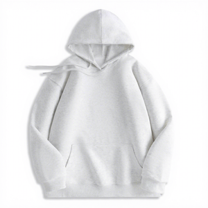 Men's White Hooded Sweatshirt Oversized Fit Regular Sleeve Cotton French Terry Casual Autumn Wear - Product Image 1