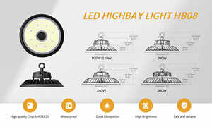 Lampe murale UFO industrielle 100W-300W pour entrepôt, éclairage linéaire en aluminium, indice de protection IP20, garantie 5 ans, pour <span class=keywords><strong>garage</strong></span>, à intensité variable - Product Image 3