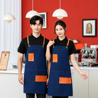 Tablier de travail en toile sans manches, imperméable et durable, avec logo personnalisable pour le personnel des cafés, salons de thé et restaurants