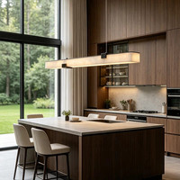 Luminaire suspendu linéaire en marbre personnalisé, style moderne minimaliste, pour îlot de cuisine, salle à manger