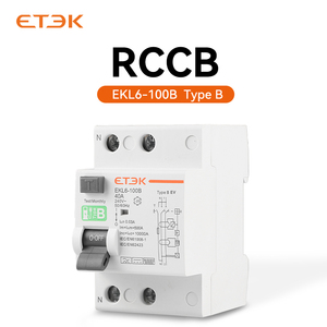 ETEKタイプB RCD 220-240V地球漏れ回路ブレーカELCB残留電流<span class=keywords><strong>RCCB</strong></span> EV充電器2P <span class=keywords><strong>40A</strong></span>/63A/100A 30mA Li EKL6-100B - Product Image 1