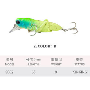 7 couleurs 65Mm/8G appât dur en plastique eau salée méné matériel de pêche naufrage insecte <span class=keywords><strong>sauterelle</strong></span> méné <span class=keywords><strong>leurre</strong></span> - Product Image 5