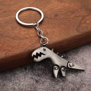Porte-clés <span class=keywords><strong>dinosaure</strong></span> en métal en gros, porte-clés <span class=keywords><strong>dinosaure</strong></span> réaliste style Jurassic, mousqueton de dessin animé vintage tendance - Product Image 4