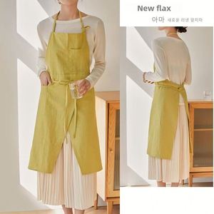 Tablier sans manches en lin de style japonais, anti-salissures, réglable au niveau du cou, unisexe, pour les cafés, les salons de thé et l'usage domestique - Product Image 2