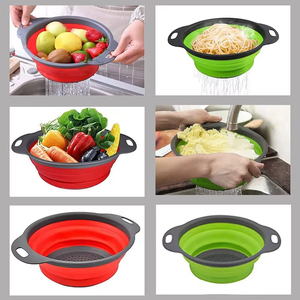 Cesta de drenaje plegable de silicona, escurridor plegable de plástico para lavar frutas y verduras, colador plegable, colador, comida de cocina - Product Image 2