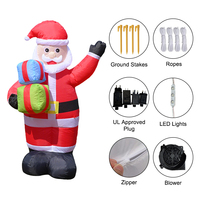 Père Noël gonflable de 6 pieds tenant une boîte cadeau, LED, Noël, gonflable pour la décoration de la cour, de la pelouse, du jardin, des fêtes